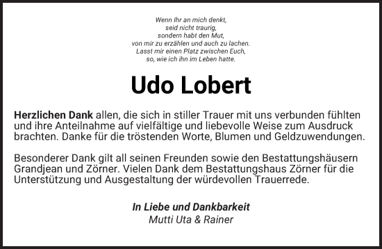 Todesanzeige von Udo Loben von trierischer_volksfreund