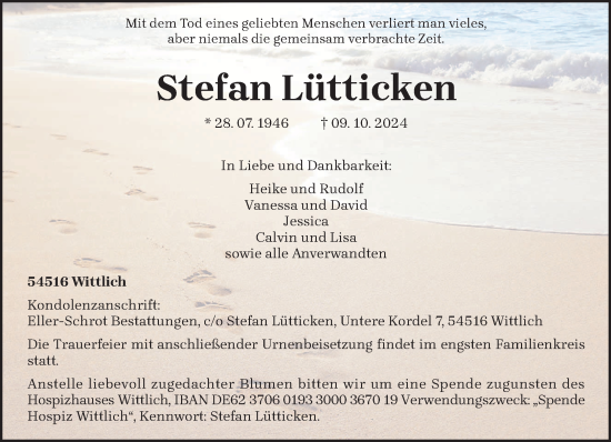 Todesanzeige von Stefan Lütticken von trierischer_volksfreund