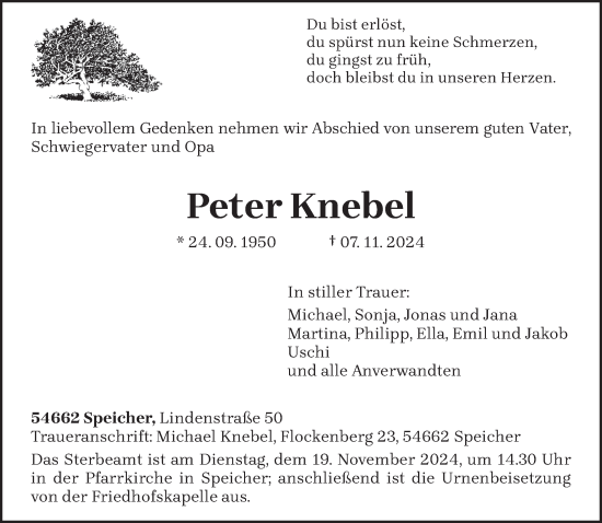 Todesanzeige von Peter Knebel von trierischer_volksfreund