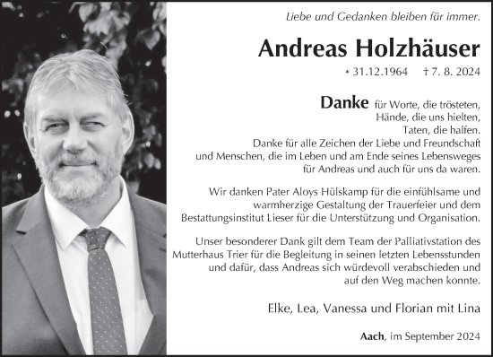 Todesanzeige von Andreas Holzhäuser von trierischer_volksfreund