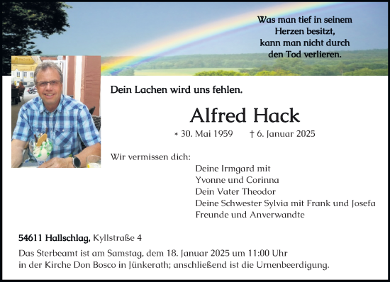 Todesanzeige von Alfred Hack von trierischer_volksfreund