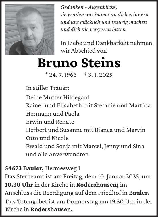 Todesanzeige von Bruno Steins von trierischer_volksfreund