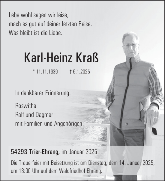 Todesanzeige von Karl-Heinz Kraß von trierischer_volksfreund