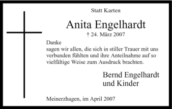 Todesanzeige von Anita Engelhardt von WESTFÄLISCHER ANZEIGER