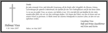 Todesanzeige von Helm Voss von WESTFÄLISCHER ANZEIGER