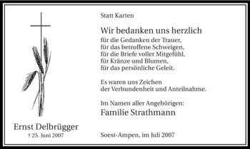 Todesanzeige von Ernst Delbrügger von WESTFÄLISCHER ANZEIGER