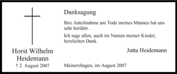 Todesanzeige von Horst Wilhelm Heidemann von WESTFÄLISCHER ANZEIGER