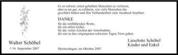 Todesanzeige von Walter Schöbel von WESTFÄLISCHER ANZEIGER