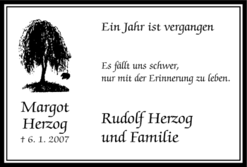 Todesanzeige von Margot Herzog von WESTFÄLISCHER ANZEIGER