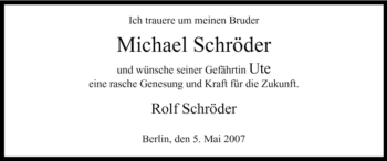 Todesanzeige von Michael Schröder von WESTFÄLISCHER ANZEIGER