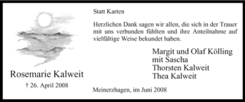 Todesanzeige von Rosemarie Kalweit von WESTFÄLISCHER ANZEIGER