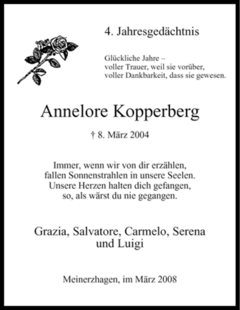 Todesanzeige von Annelore Kopperberg von WESTFÄLISCHER ANZEIGER