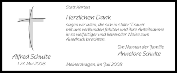 Todesanzeige von Alfred Schulte von WESTFÄLISCHER ANZEIGER