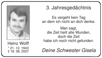 Todesanzeige von Heinz Wolff von WESTFÄLISCHER ANZEIGER