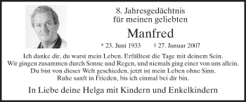 Todesanzeige von Manfred Kratz von MZV