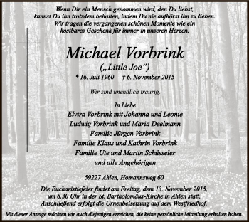 Todesanzeige von Michael Vorbrink von MZV