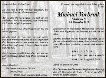 Todesanzeige von Michael Vorbrink von MZV