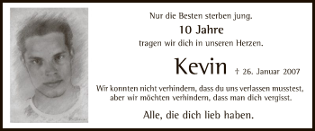 Todesanzeige von Kevin Ferlemann von MZV