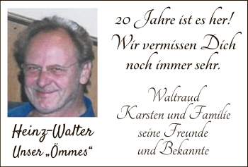 Todesanzeige von Heinz-Walter  von MZV