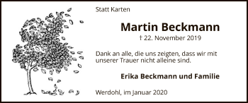 Todesanzeige von Martin Beckmann von MZV