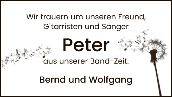 Todesanzeige von Peter  von WA