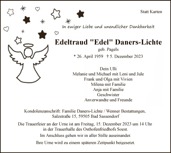 Todesanzeige von Edeltraud Daners-Lichte von WA