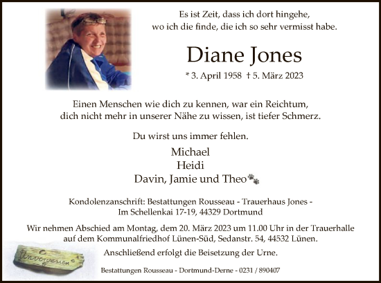 Todesanzeige von Diane Jones von WA