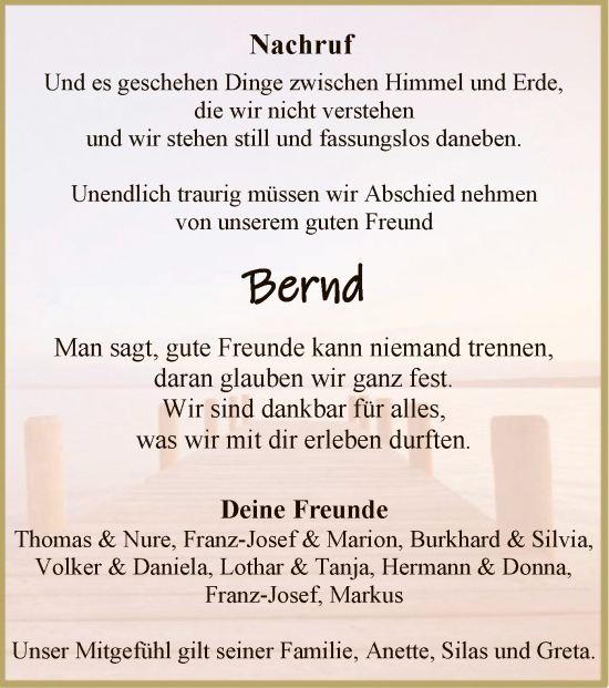 Todesanzeige von Bernd  von WA