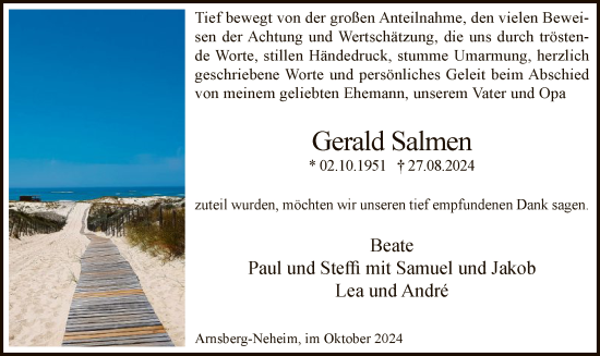 Todesanzeige von Gerald Salmen von WA