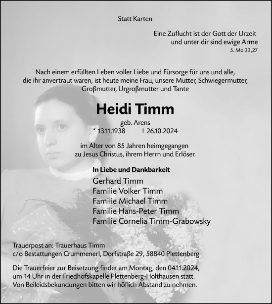 Todesanzeige von Heidi Timm von WA