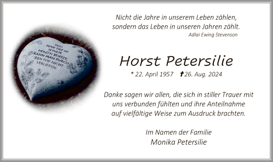 Todesanzeige von Horst Petersilie von WA