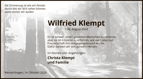 Todesanzeige von Wilfried Klempt von WA