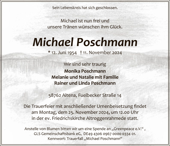 Todesanzeige von Michael Poschmann von WA