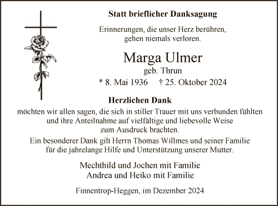 Todesanzeige von Marga Ulmer von WA