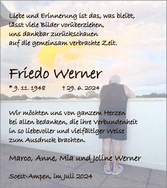Todesanzeige von Friedo Werner von WA