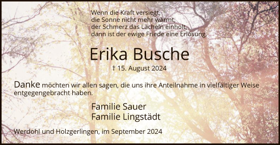 Todesanzeige von Erika Busche von WA