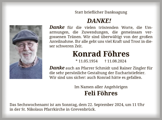 Todesanzeige von Konrad Föhres von WA