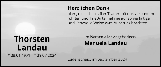 Todesanzeige von Thorsten Landau von WA