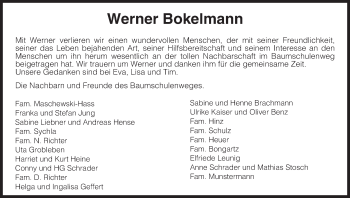 Todesanzeige von Werner Bokelmann von Uelzen