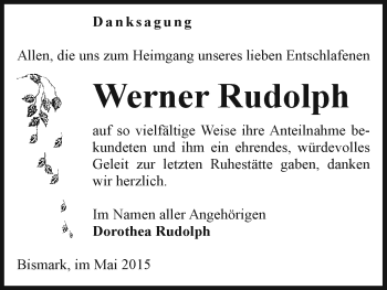 Todesanzeige von Werner Rudolph von Uelzen