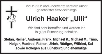 Todesanzeige von Ulrich Haaker von Uelzen