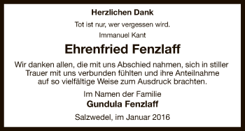 Todesanzeige von Ehrenfried Fenzlaff von Uelzen