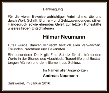 Todesanzeige von Hilmar Neumann von Uelzen