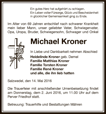 Todesanzeige von Michael Kroner von Uelzen