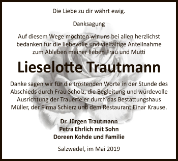 Todesanzeige von Lieselottte Trautmann von Uelzen