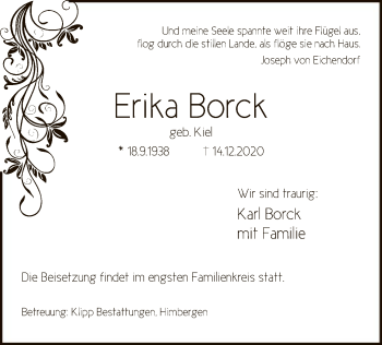 Todesanzeige von Erika Borck von UEL