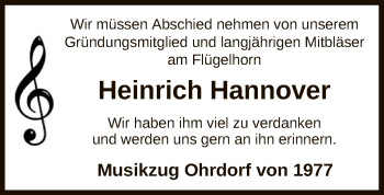 Todesanzeige von Heinrich Hannover von Uelzen