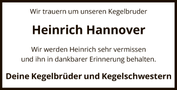 Todesanzeige von Heinrich Hannover von Uelzen