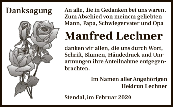 Todesanzeige von Manfred Lechner von Uelzen