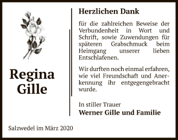 Todesanzeige von Regina Gille von Uelzen